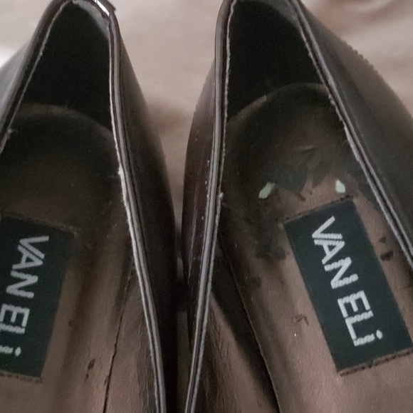 Vaneli Brown Leather Flats, Patent Leather Accent, - Picture 6 of 6